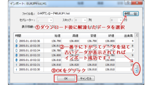 ヒストリーデータのインポート方法