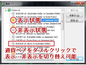 通貨ペアリストの拡大図