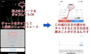 スマホアプリのMT4での注文画面