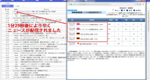 ロイター経済指標速報と一般ニュース配信との時差