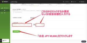 出金額を入力し出金をクリック